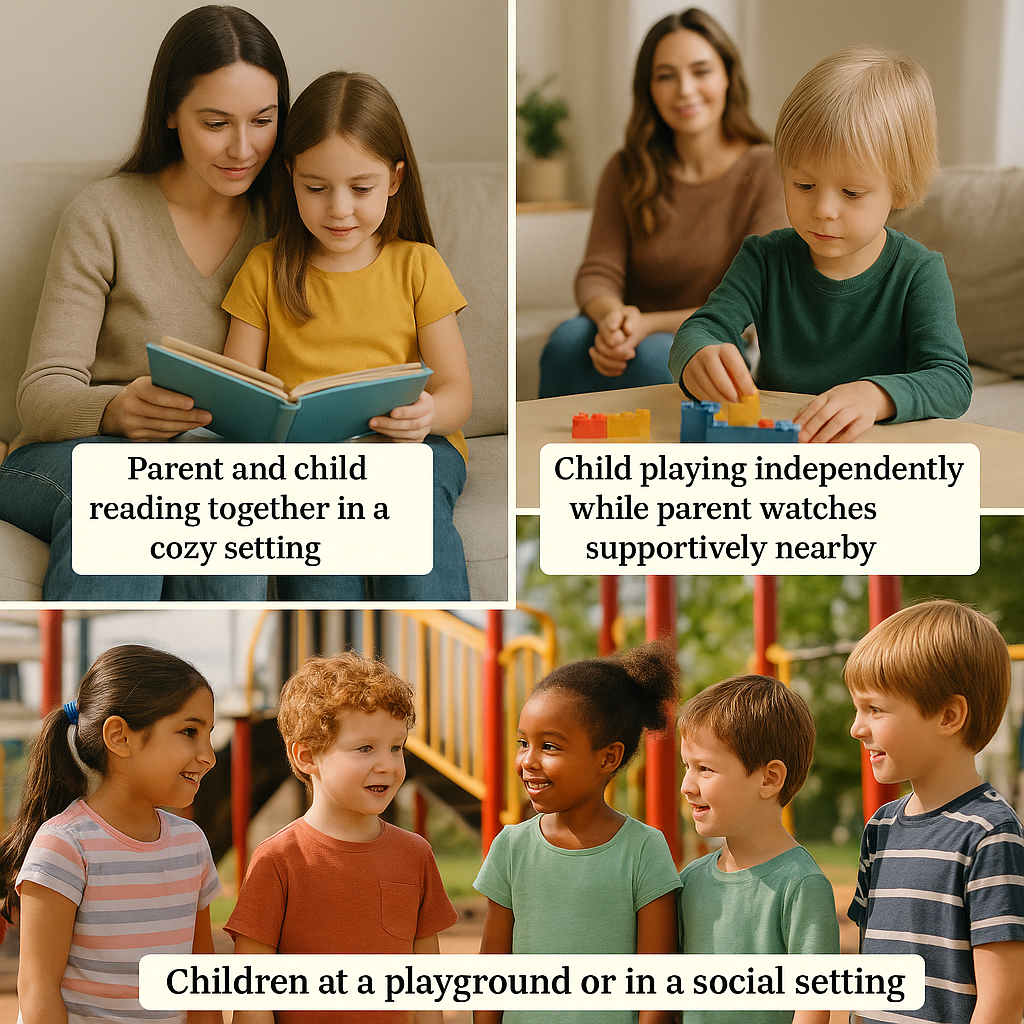 parent and child reading together. preparing 4 plus exams
